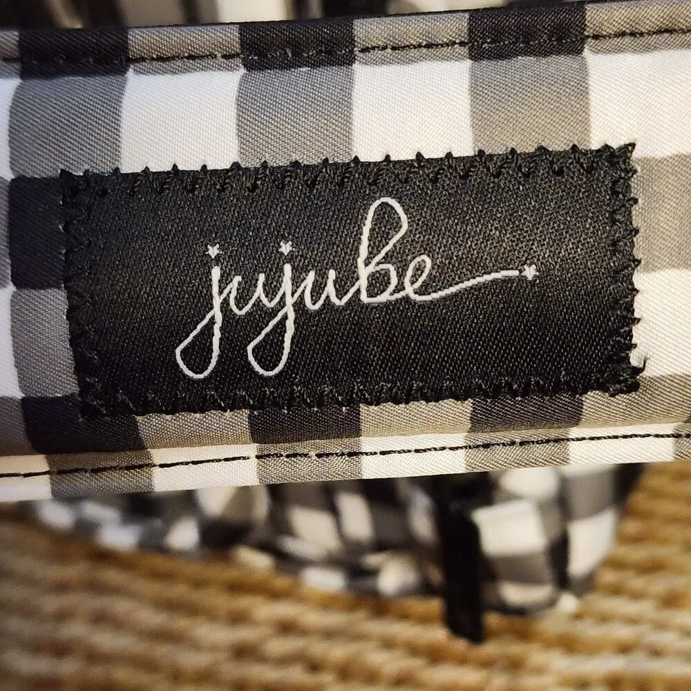 Ju-Ju-Be Gingham Style Be Supplied Pumping Diaper Bag Complete EUC